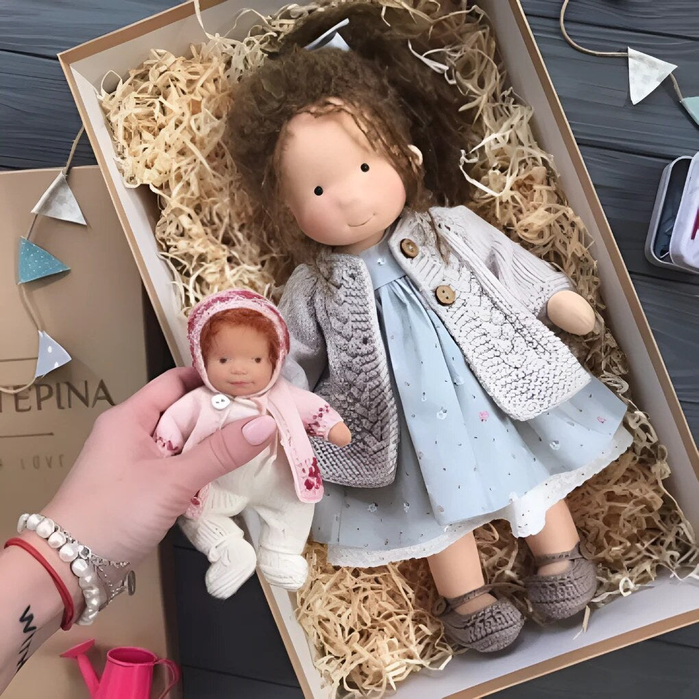 Handmade Waldorf Doll – soft plush toy, natural cotton & wool, hypoallergenic