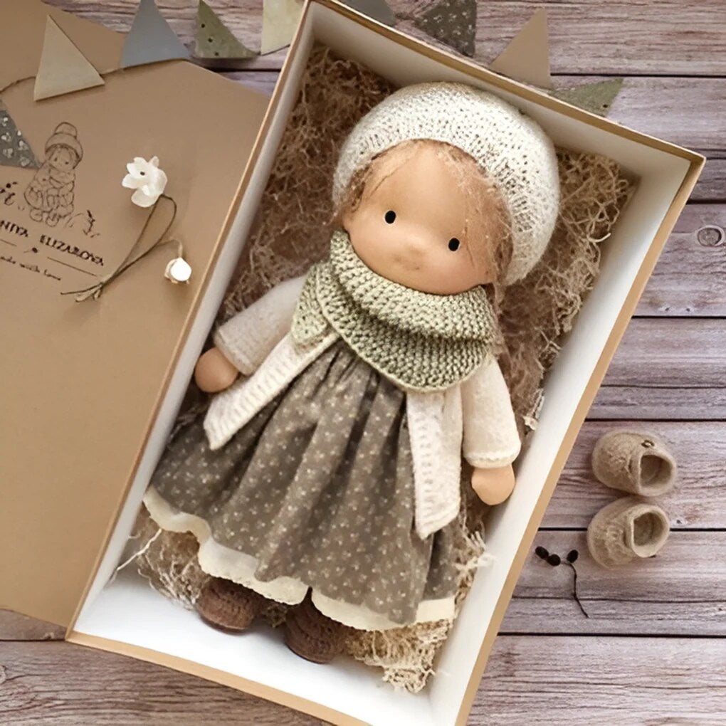 Handmade Waldorf Doll – soft plush toy, natural cotton & wool, hypoallergenic