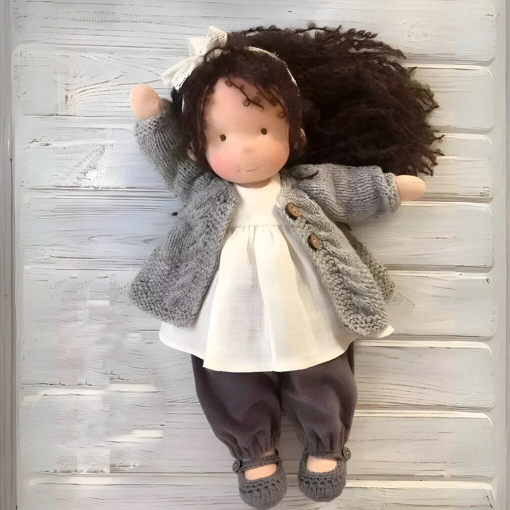 Handmade Waldorf Doll – soft plush toy, natural cotton & wool, hypoallergenic