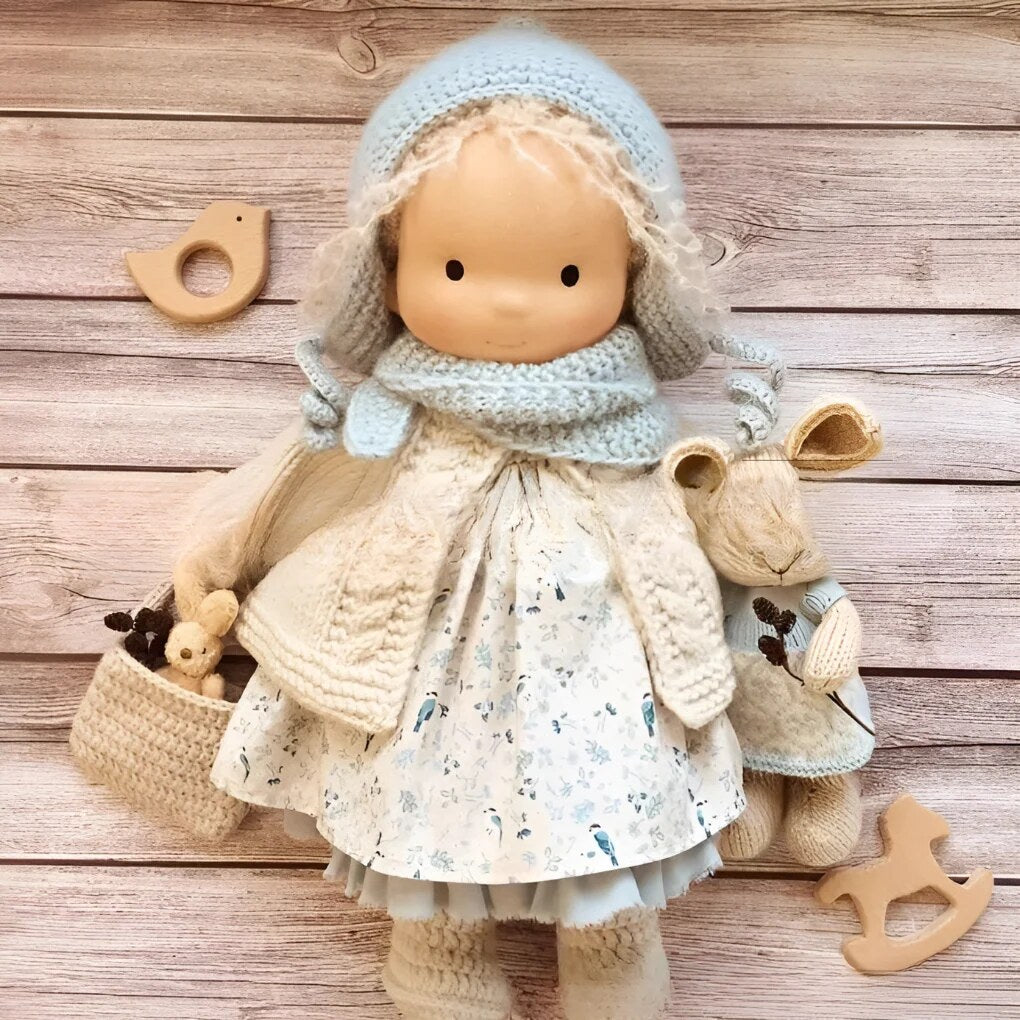 Handmade Waldorf Doll – soft plush toy, natural cotton & wool, hypoallergenic