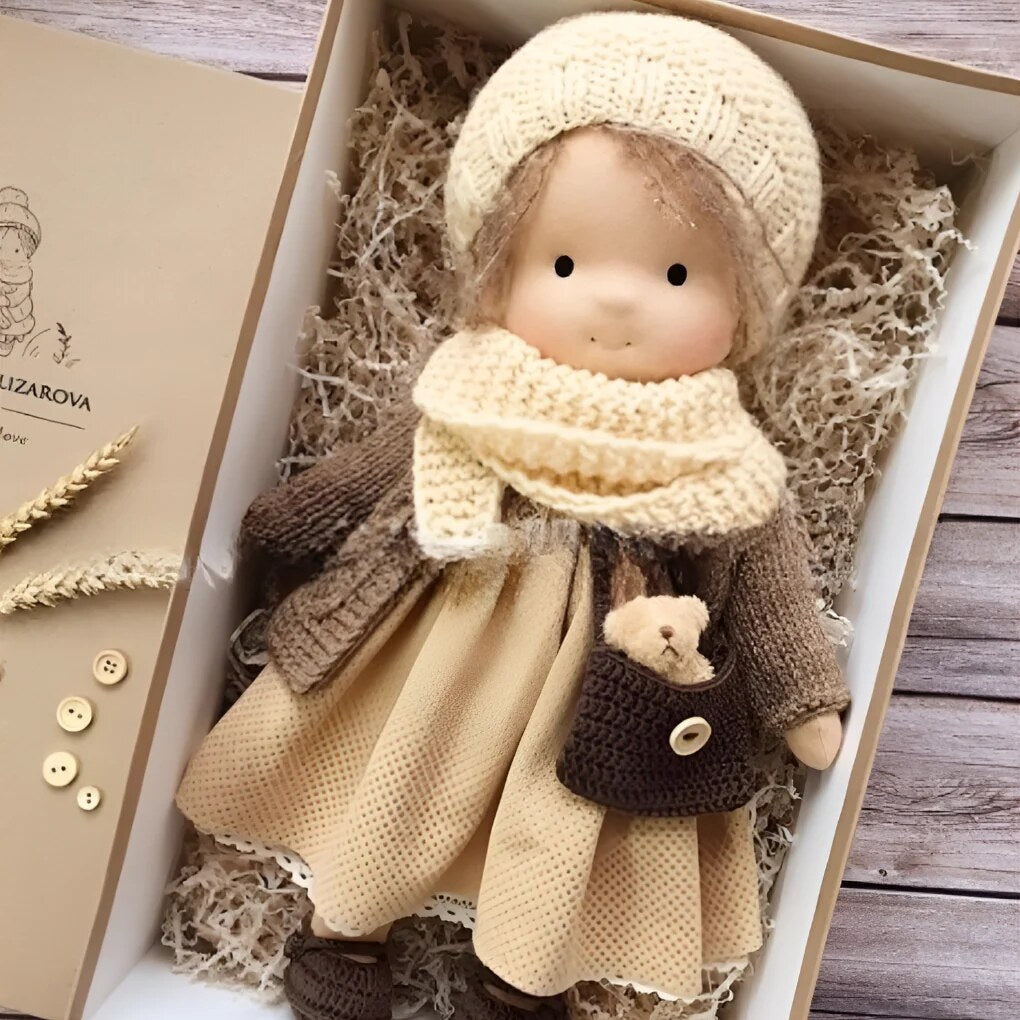 Handmade Waldorf Doll – soft plush toy, natural cotton & wool, hypoallergenic