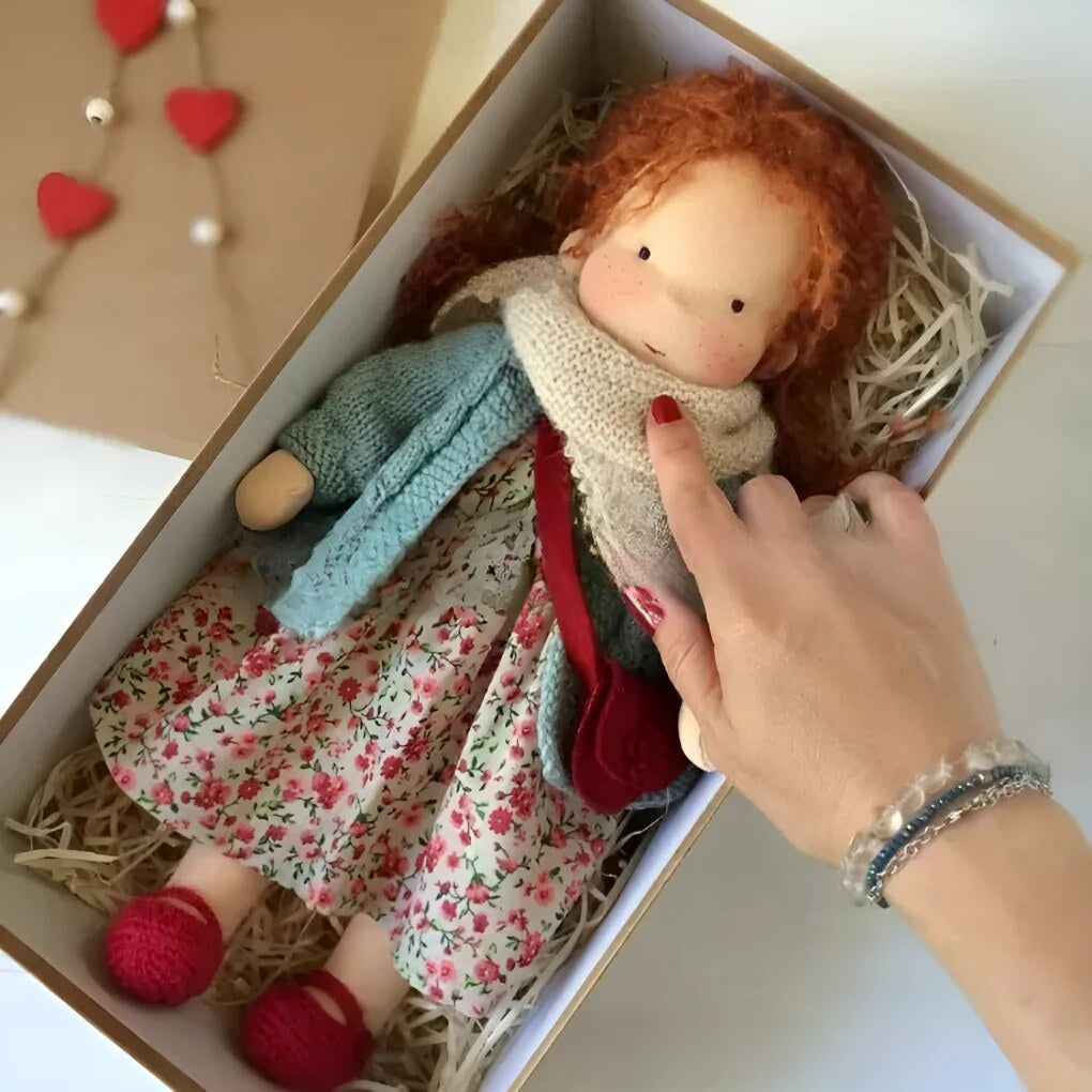 Handmade Waldorf Doll – soft plush toy, natural cotton & wool, hypoallergenic