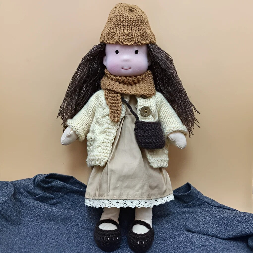 Handmade Waldorf Doll – soft plush toy, natural cotton & wool, hypoallergenic