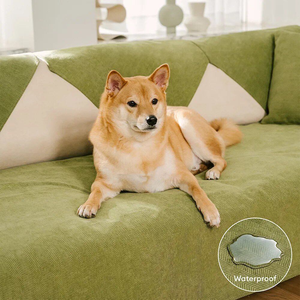 Herringbone Chenille Sofa Cover – waterproof, stain-resistant, machine washable
