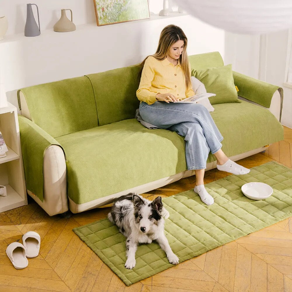 Herringbone Chenille Sofa Cover – waterproof, stain-resistant, machine washable