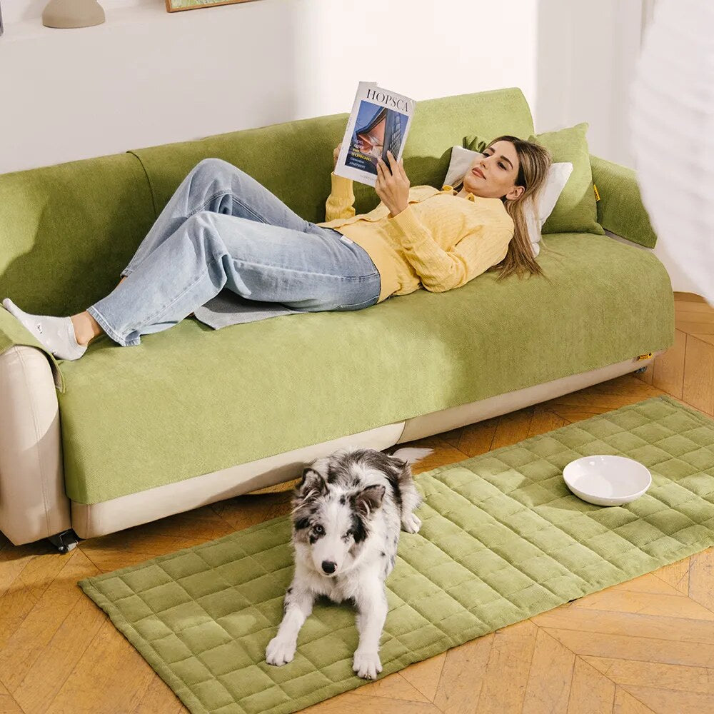 Herringbone Chenille Sofa Cover – waterproof, stain-resistant, machine washable