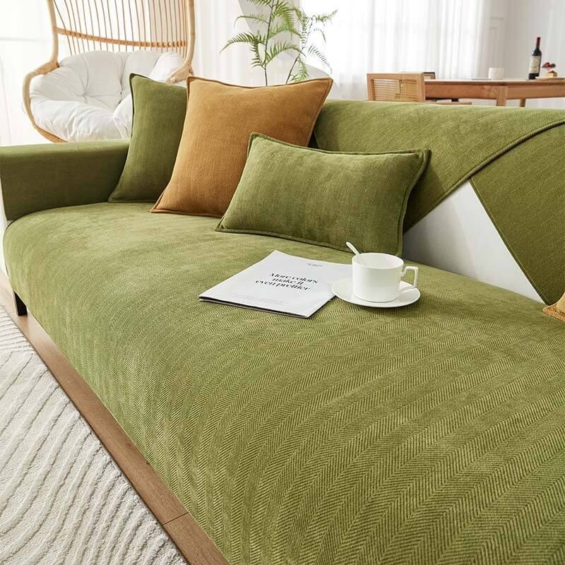 Herringbone Chenille Sofa Cover – waterproof, stain-resistant, machine washable