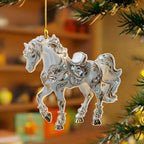 Horse ornament – handmade acrylic, festive holiday decoration