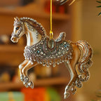 Horse ornament – handmade acrylic, festive holiday decoration