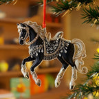Horse ornament – handmade acrylic, festive holiday decoration