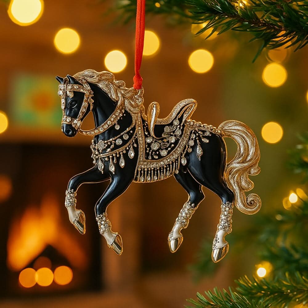 Horse ornament – handmade acrylic, festive holiday decoration