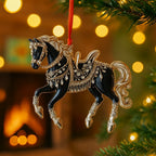 Horse ornament – handmade acrylic, festive holiday decoration