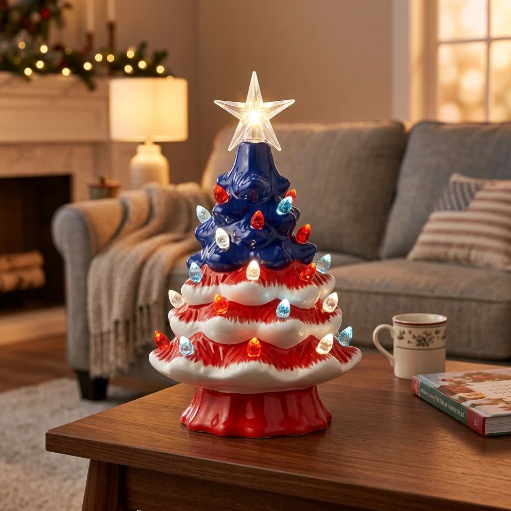 Illuminated Christmas Tree Lamp – miniature, resin, star accent