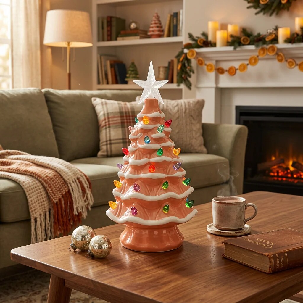 Illuminated Christmas Tree Lamp – miniature, resin, star accent