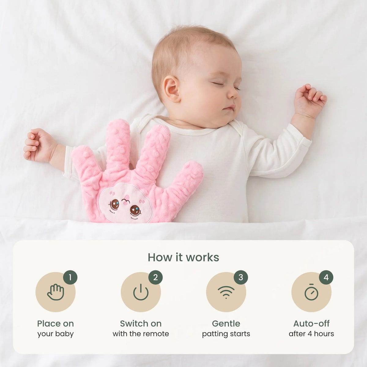 Infant Sleep Soother – motorised patting hand, removable cover