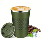 Insulated Travel Mug – stainless steel, removable lid, textured grip