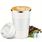 Insulated Travel Mug – stainless steel, removable lid, textured grip
