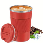 Insulated Travel Mug – stainless steel, removable lid, textured grip