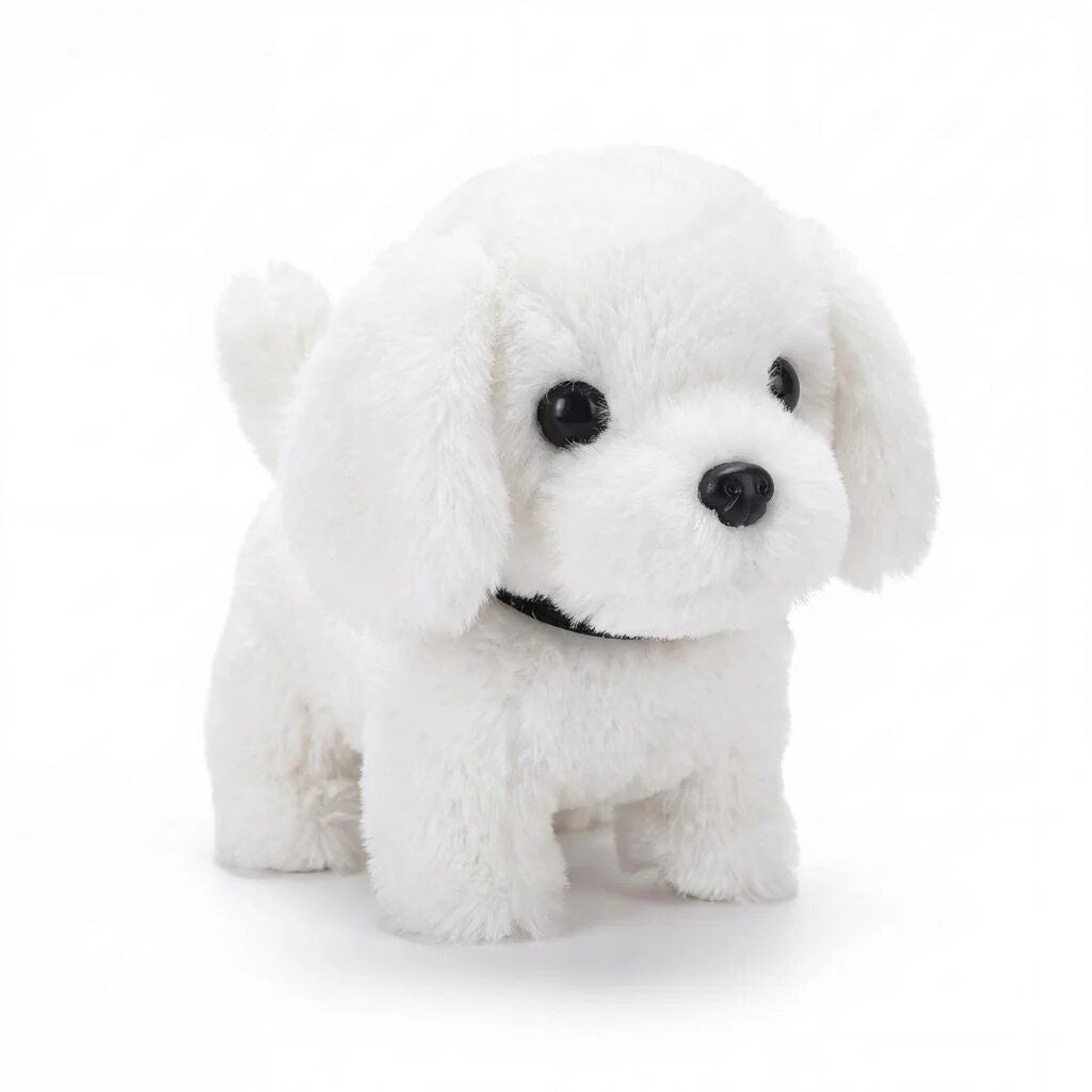 Interactive Plush Dog – walking and barking, soft fabric, body sensing