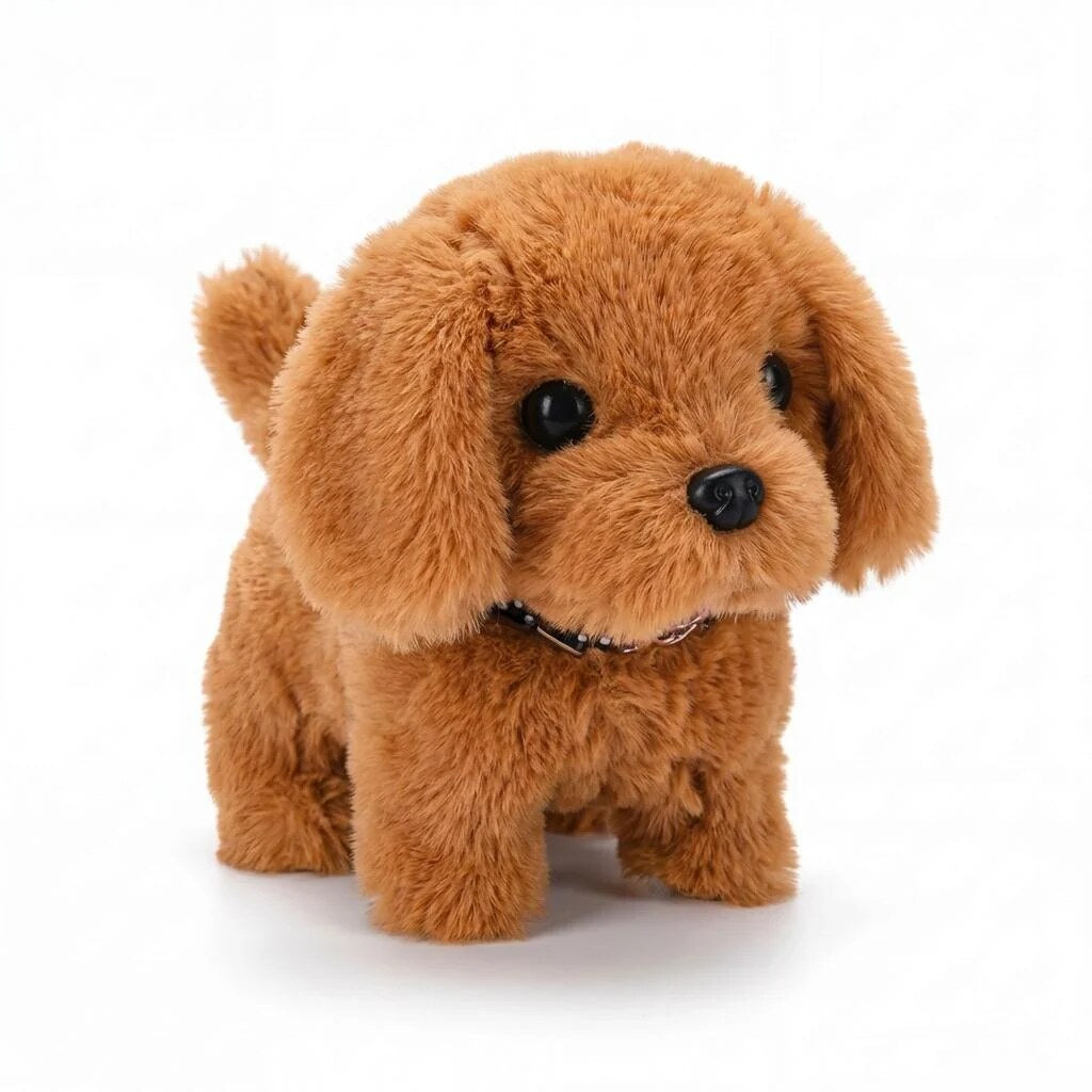 Interactive Plush Dog – walking and barking, soft fabric, body sensing