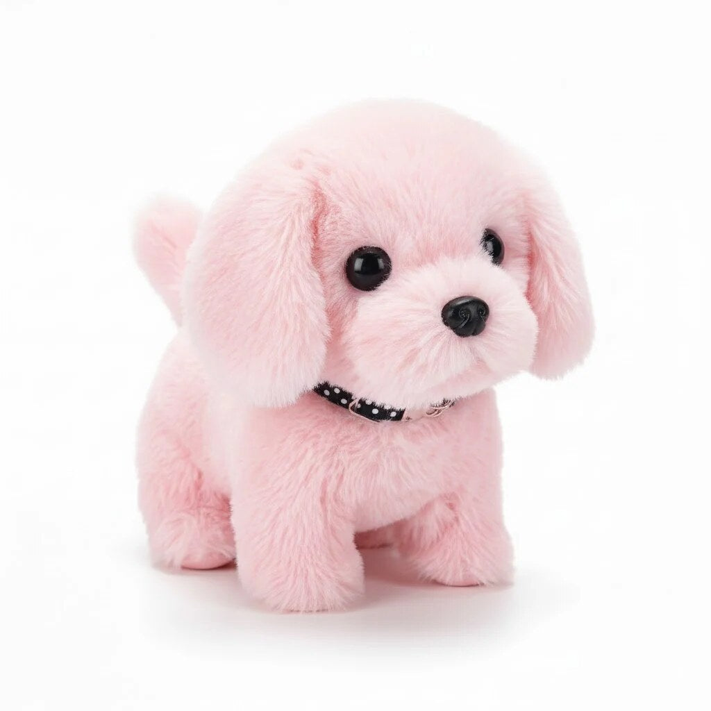 Interactive Plush Dog – walking and barking, soft fabric, body sensing