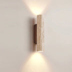 Japandi Travertine Wall Light – natural stone, warm glow, adjustable height