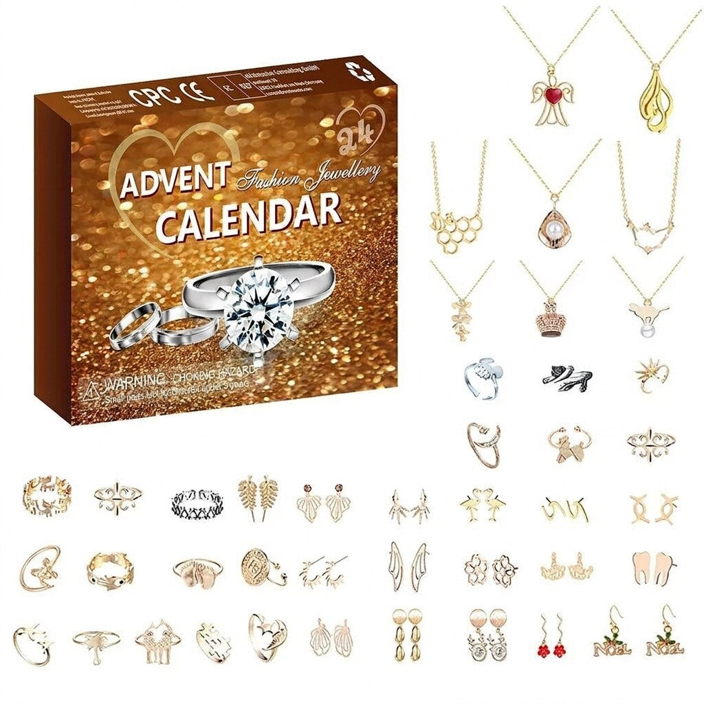 Jewellery Advent Calendar – gold necklaces, earrings, rings
