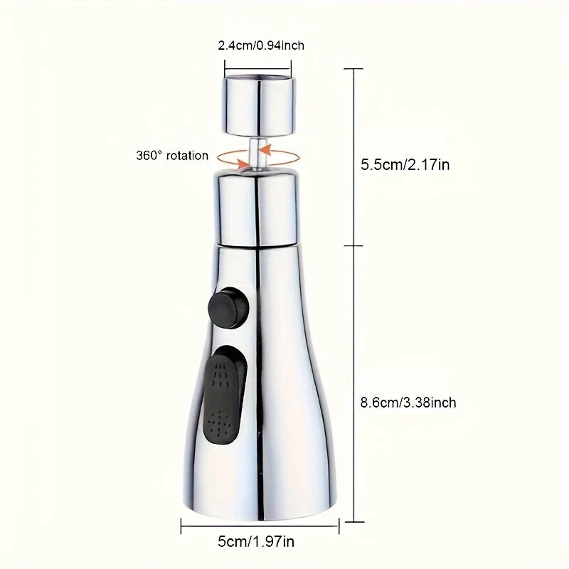 Kitchen Tap Extender – 360° rotating nozzle, three spray modes, detachable