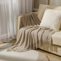 Knitted Throw – textured waffle knit, tasselled ends, lightweight