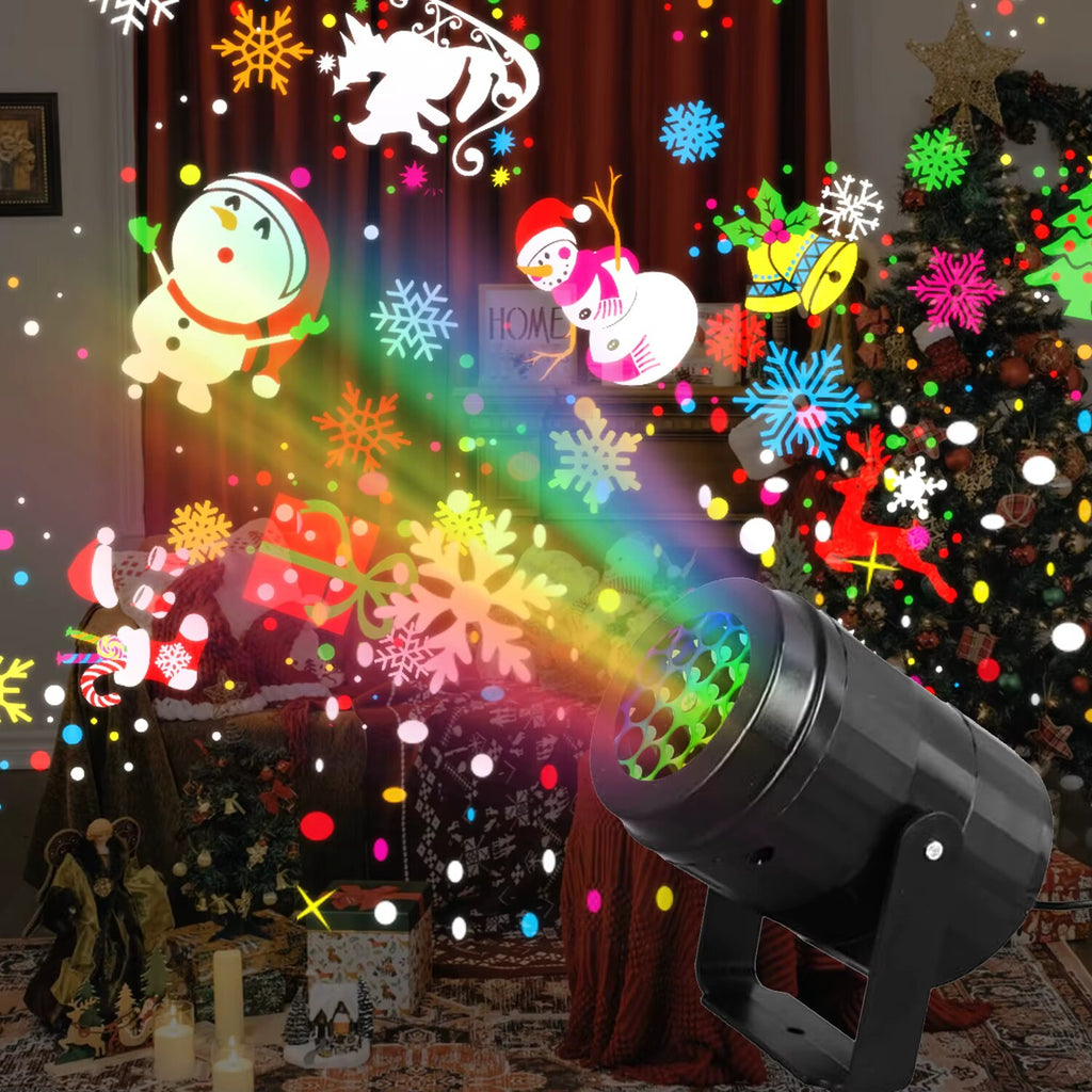 LED Christmas Projector – rotating festive patterns, USB powered