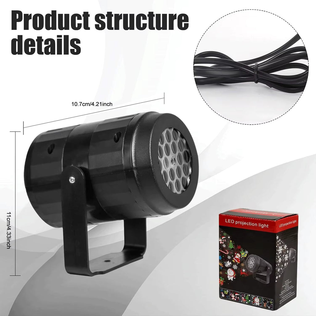 LED Christmas Projector – rotating festive patterns, USB powered