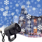 LED Christmas Projector – rotating festive patterns, USB powered