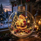 Light-up Christmas Bauble – acrylic shell, warm white LED, battery operated