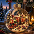 Light-up Christmas Bauble – acrylic shell, warm white LED, battery operated