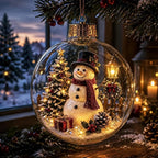 Light-up Christmas Bauble – acrylic shell, warm white LED, battery operated