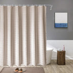 Linen Shower Curtain – farmhouse plaid and stripe patterns, waterproof