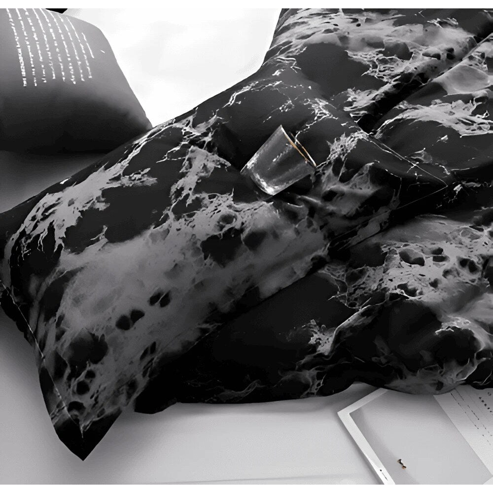 Marble Design Bedding Set – polyester microfibre, easy-care duvet covers