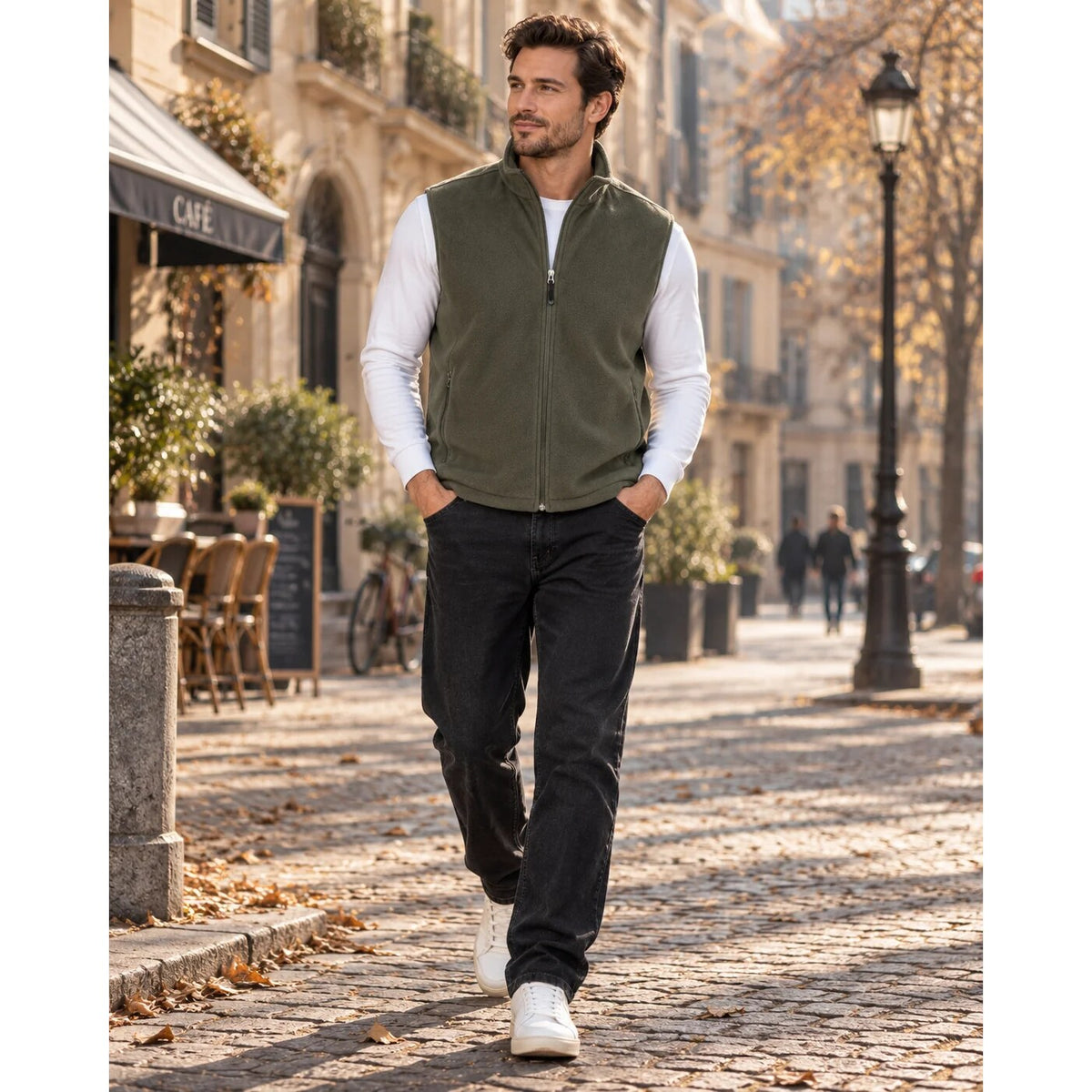 Men's Fleece Gilet – High Neck, Full-length Zip, Lightweight