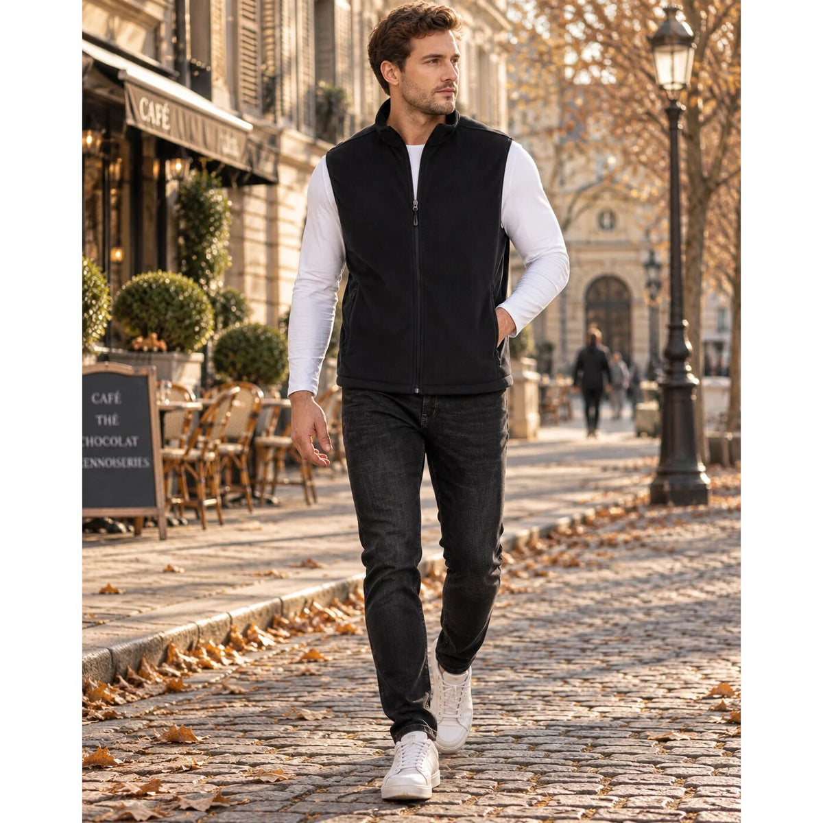Men's Fleece Gilet – High Neck, Full-length Zip, Lightweight