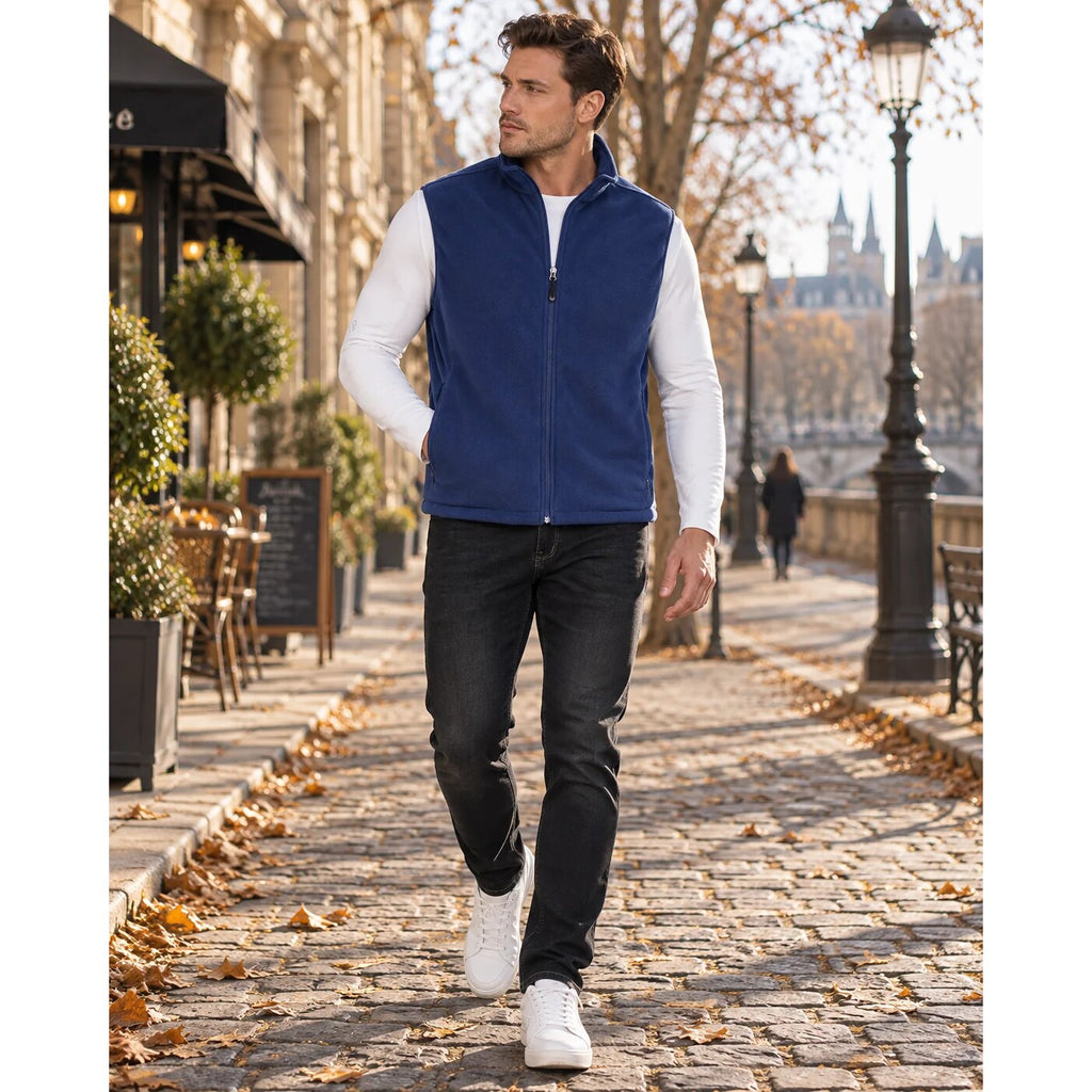 Men's Fleece Gilet – High Neck, Full-length Zip, Lightweight