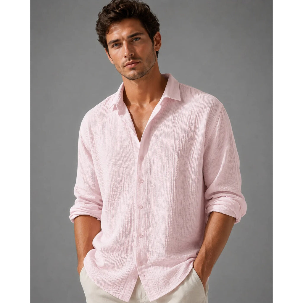 Men's Linen Button Shirt – short sleeve, relaxed fit, lightweight