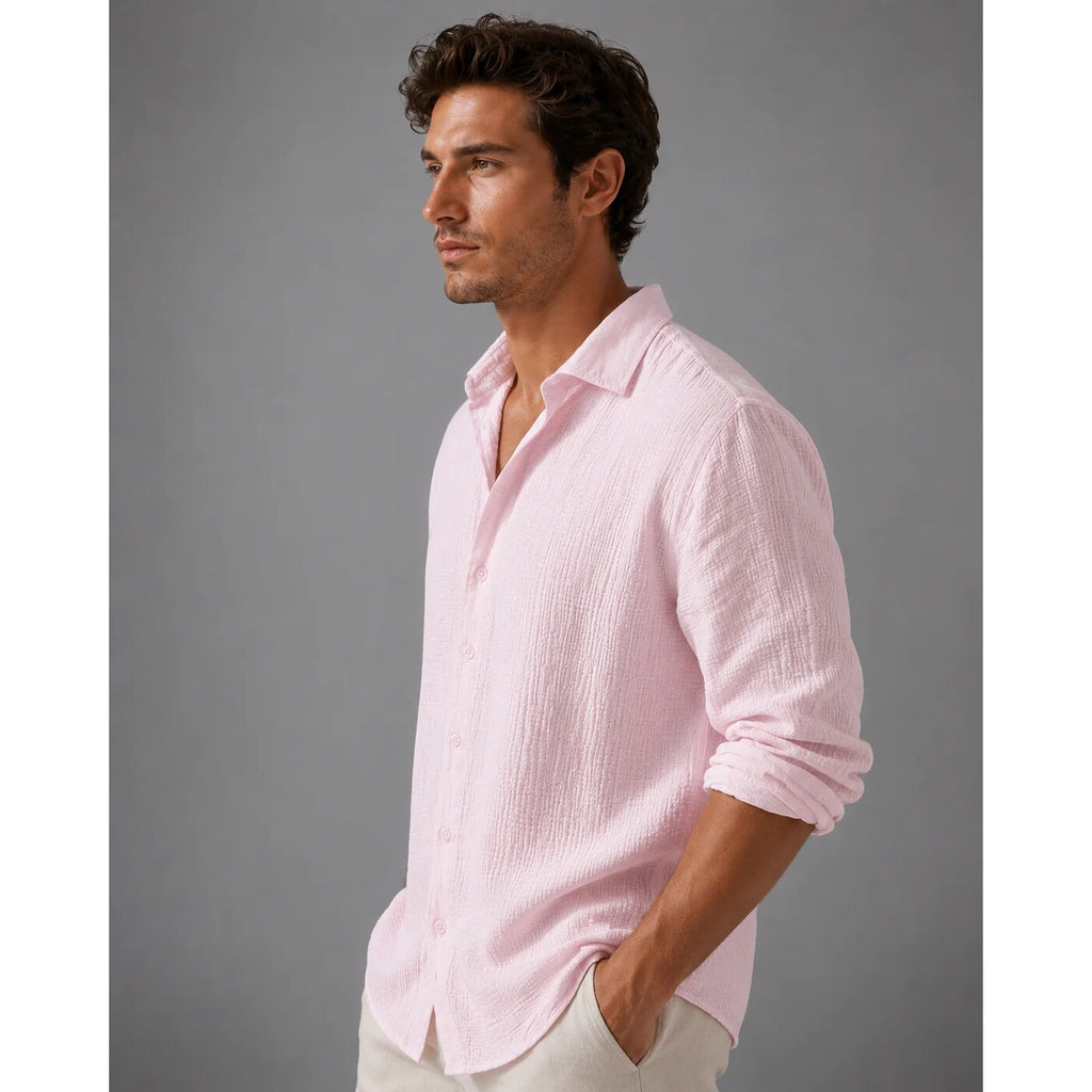 Men's Linen Button Shirt – short sleeve, relaxed fit, lightweight