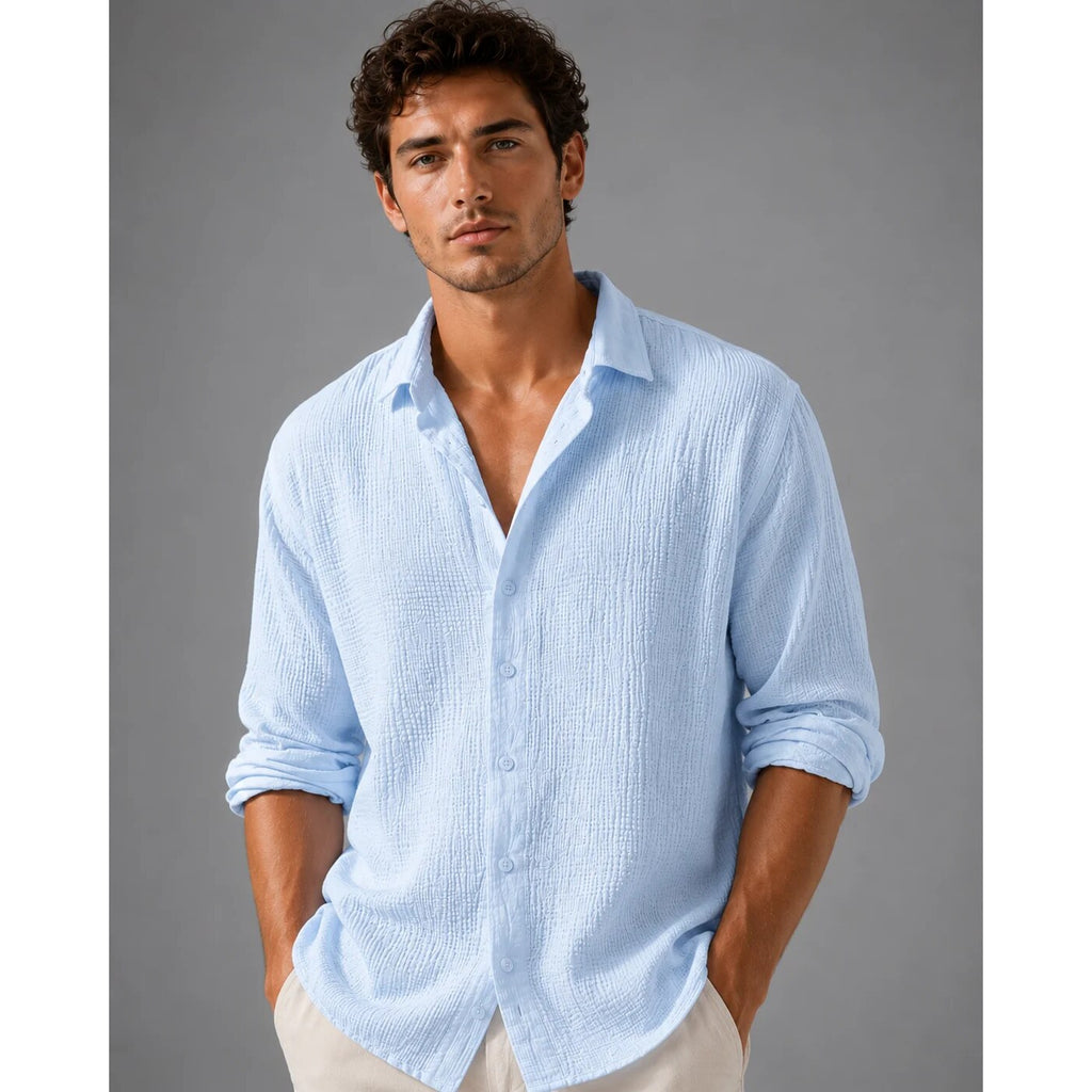 Men's Linen Button Shirt – short sleeve, relaxed fit, lightweight