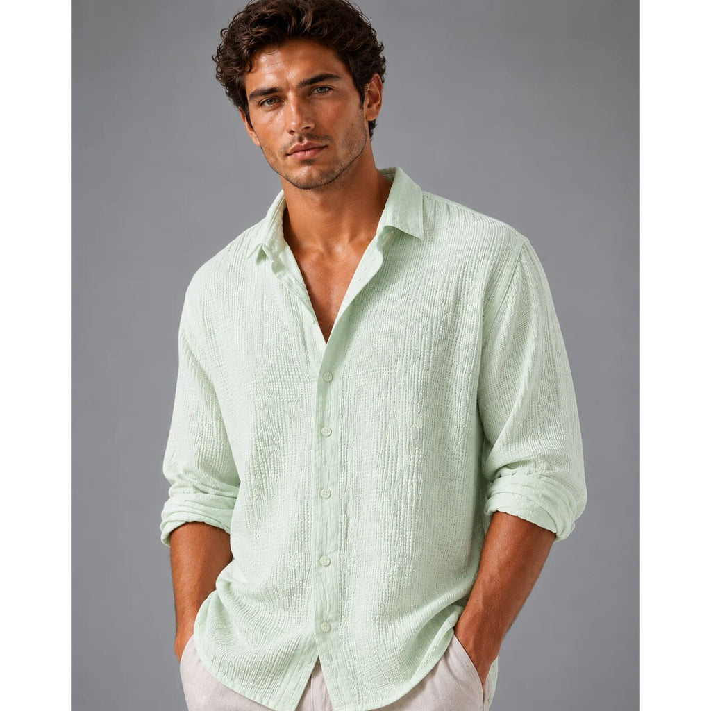 Men's Linen Button Shirt – short sleeve, relaxed fit, lightweight