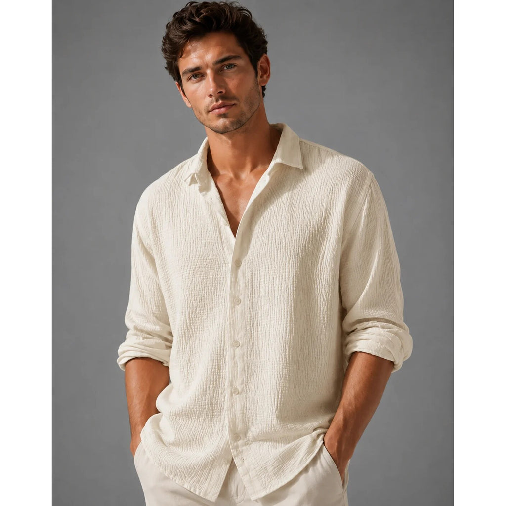 Men's Linen Button Shirt – short sleeve, relaxed fit, lightweight