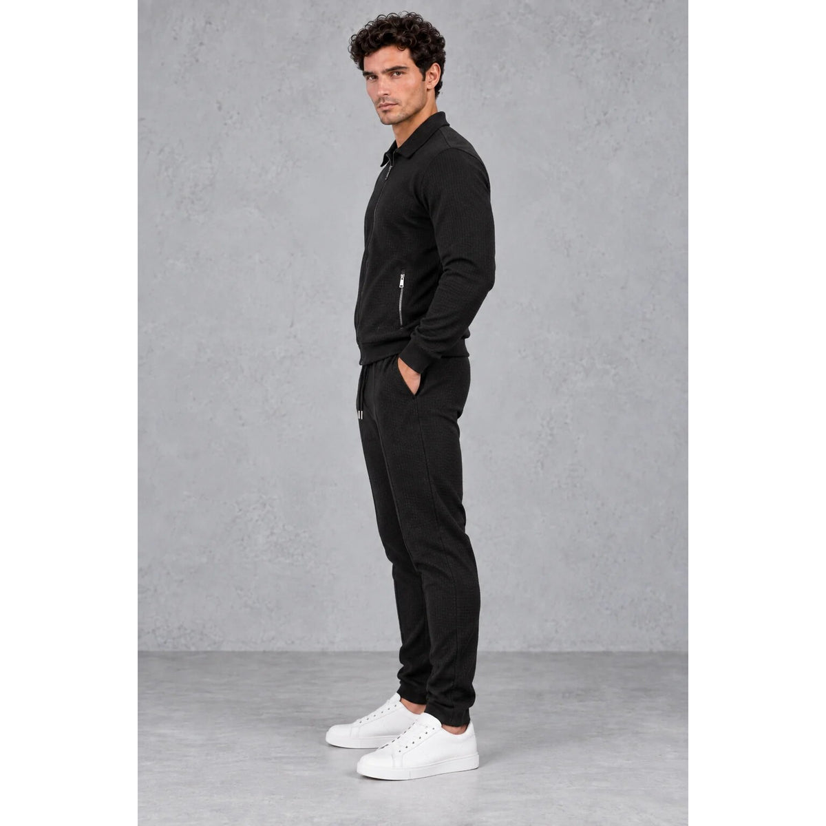 Men's Textured Tracksuit – full-zip jacket and tapered joggers