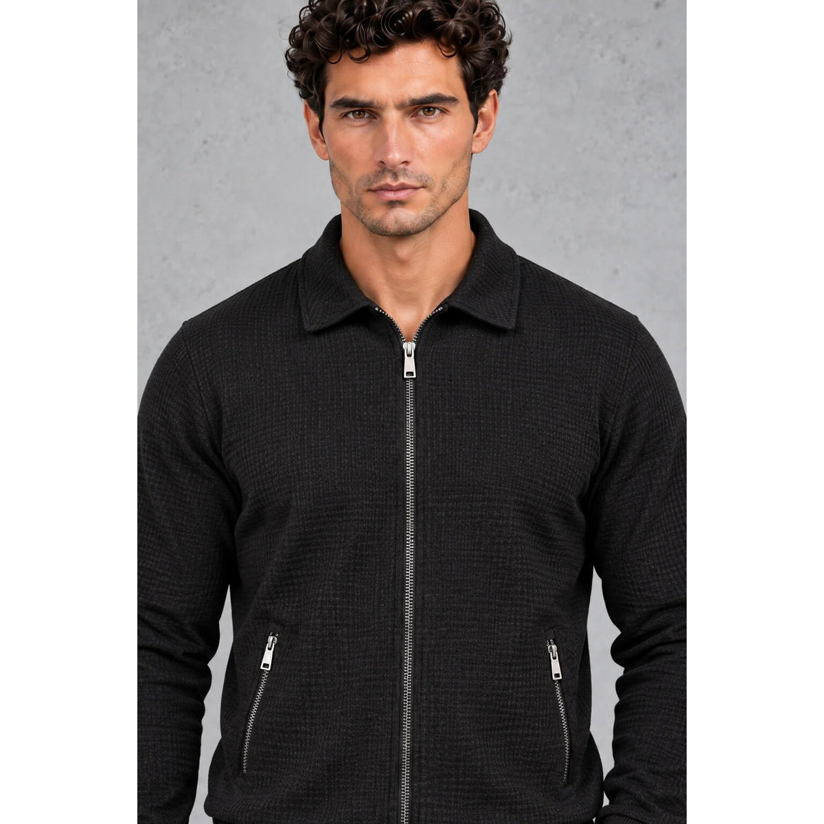 Men's Textured Tracksuit – full-zip jacket and tapered joggers