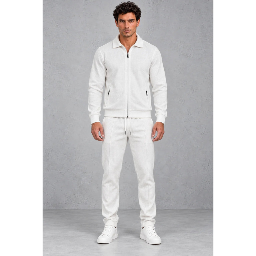 Men's Textured Tracksuit – full-zip jacket and tapered joggers