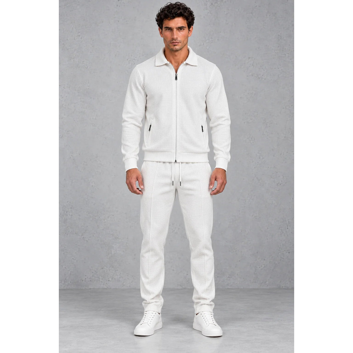 Men's Textured Tracksuit – full-zip jacket and tapered joggers