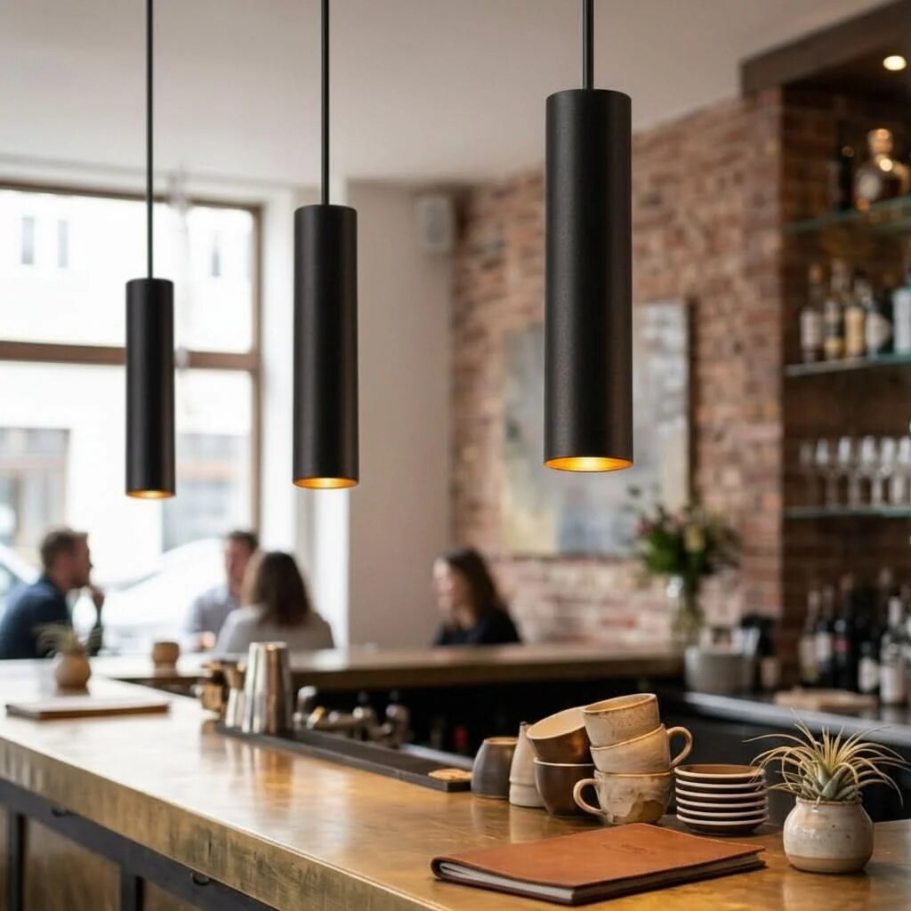 Minimalist Pendant Light – black aluminium, interchangeable reflectors